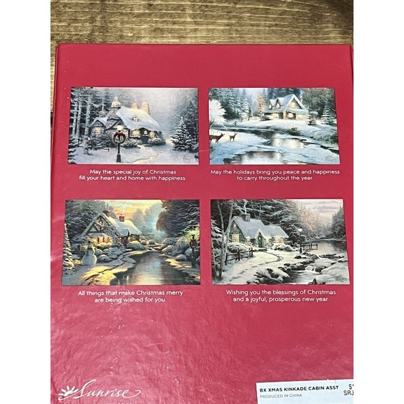 Vintage Christmas Cards ,Thomas Kinkade Cabins Asmt. Sunrise Greetings NIB/NOS - Picture 4 of 4